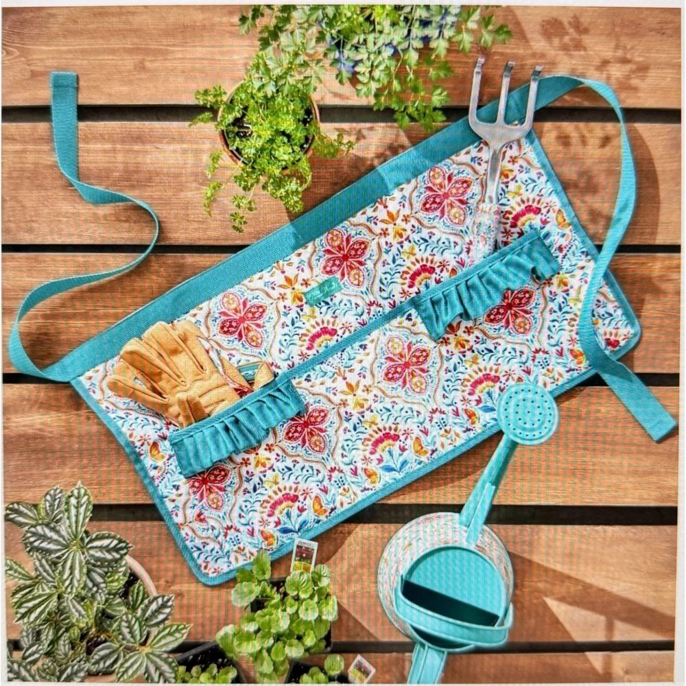 The Pioneer Woman Folk Geo Gardening Apron with Pockets Floral NEW